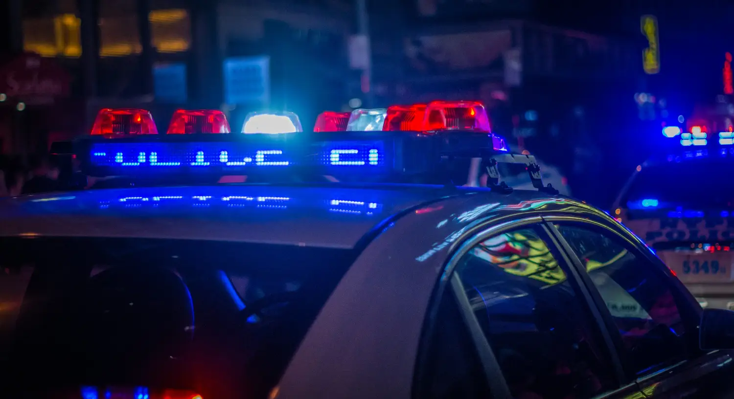 police car lights at night